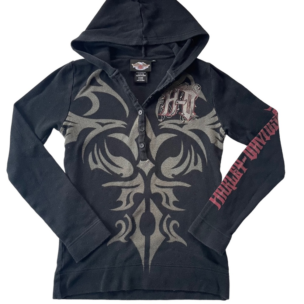 Harley Davidson Long Sleeve Hoodie Shirt Size XS